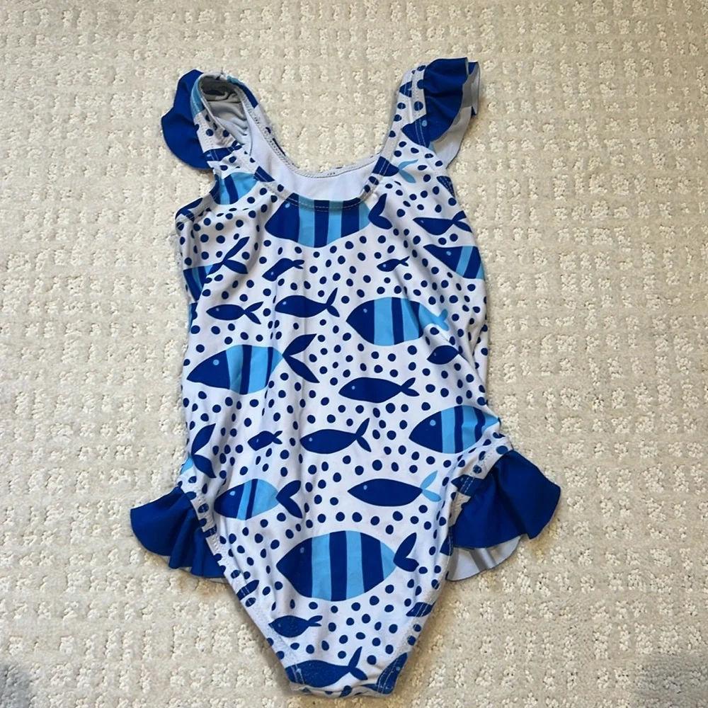 Millie loves Lilly blue and white one piece toddler girl 3t one piece swim - Picture 2 of 4